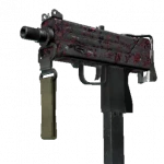 MAC-10 | Red Filigree (Battle-Scarred)